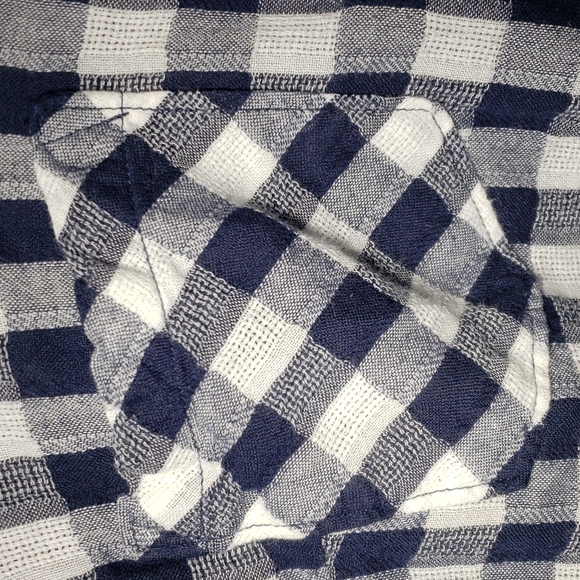 Gingham,women's blue and white button down shirt,size large. - Picture 5 of 8